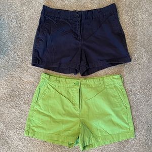 Navy and Lime Green Cotton Shorts